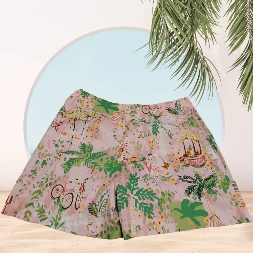 BOSTON PROPER Shorts Vintage Tropical Beach Size 4 New with Tag Pink/ Green